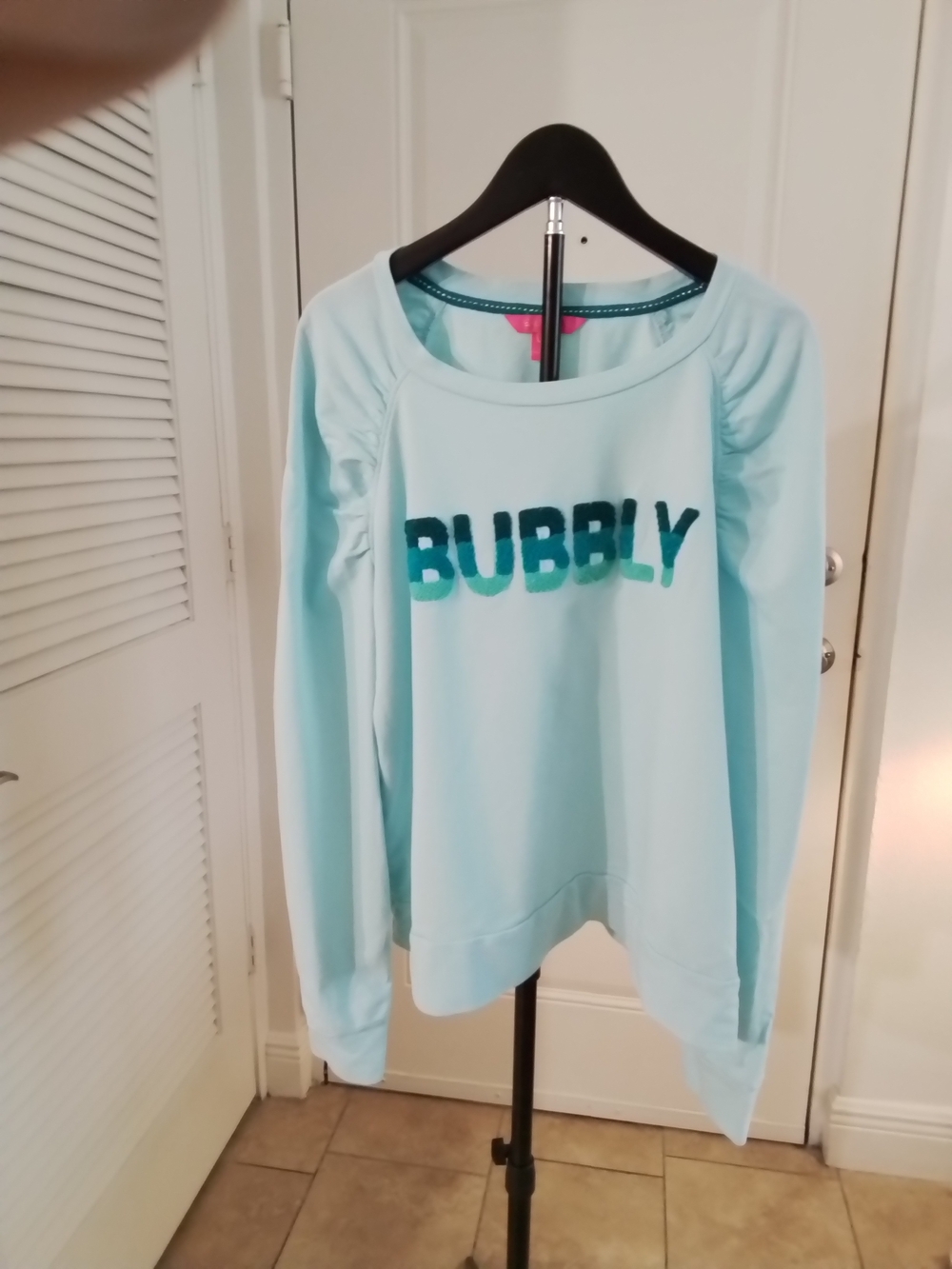 Xhilaration Light Aqua "BUBBLY" Graphic Sweatshirt